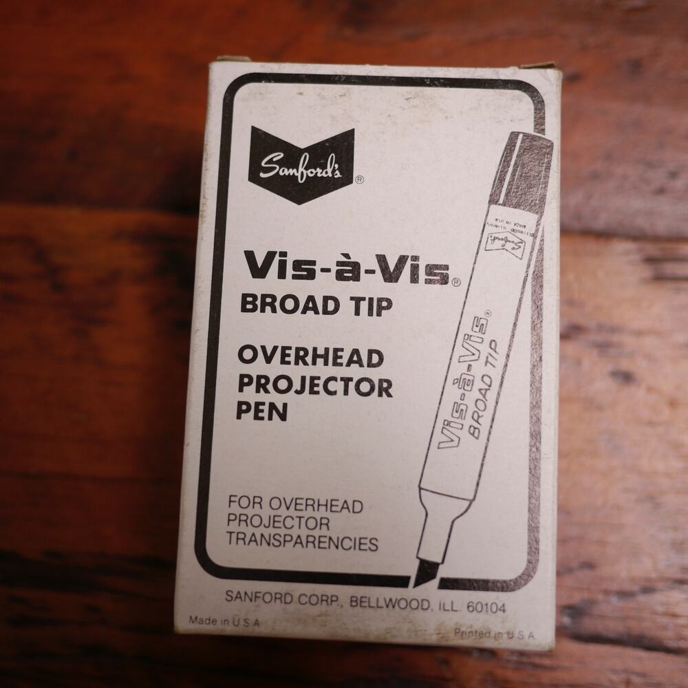 Box Lot 12 NEW Vtg Sanford VIS A VIS Broad Tip BLACK Overhead Projector PENS
